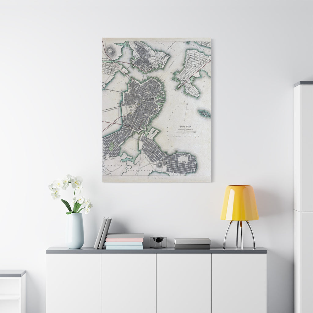 Map of Boston Circa 1820 on Matte Canvas, Stretched, 1.25"
