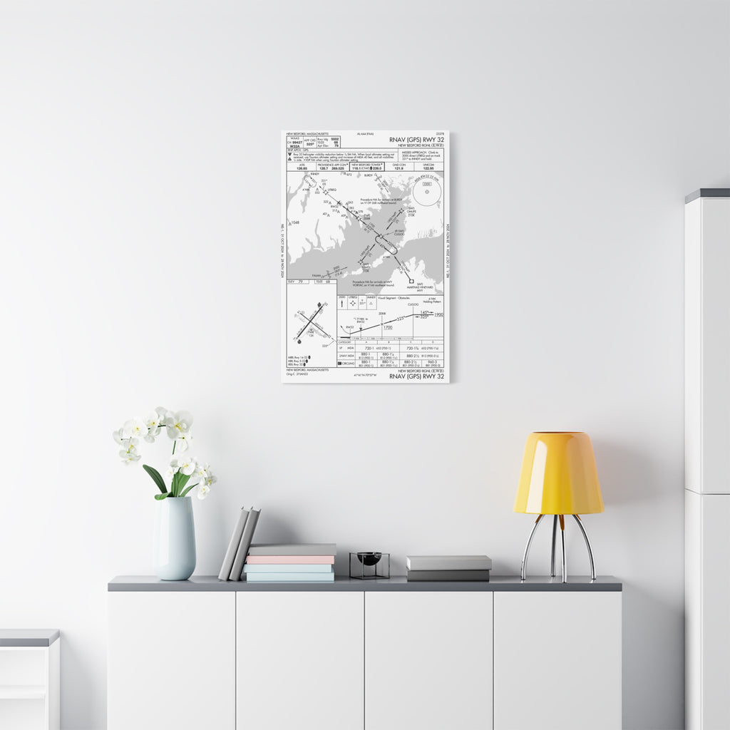 RNAV (GPS) RWY 23 Holding Pattern-(KEWB) New Bedford Regional-Matte Canvas, Stretched, 1.25"