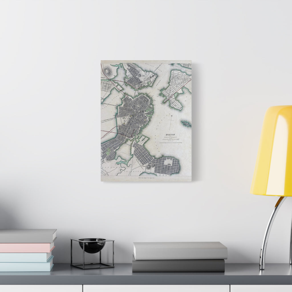 Map of Boston Circa 1820 on Matte Canvas, Stretched, 1.25"
