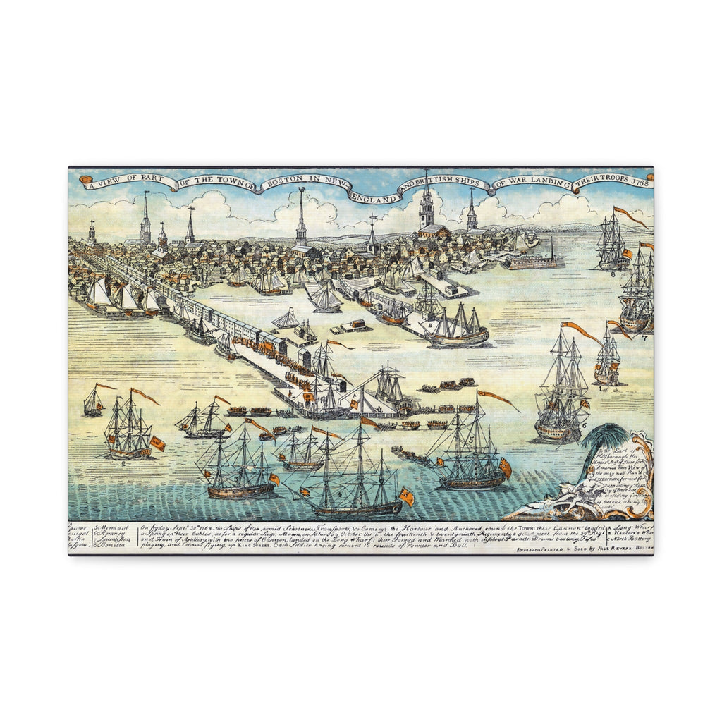 Vintage nautical wall art canvas print featuring sailing ships and an old harbor map with detailed illustration and vibrant colors