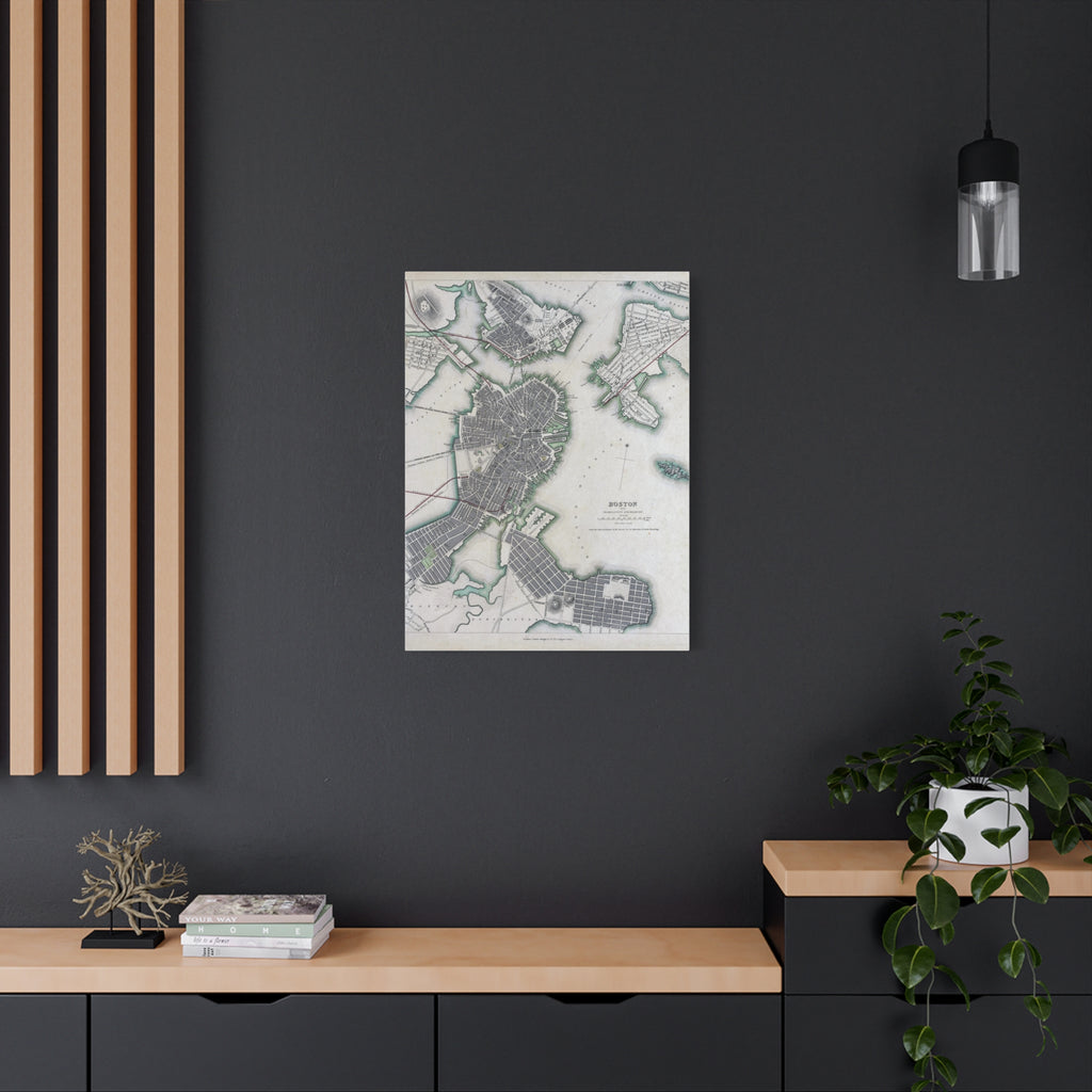 Map of Boston Circa 1820 on Matte Canvas, Stretched, 1.25"