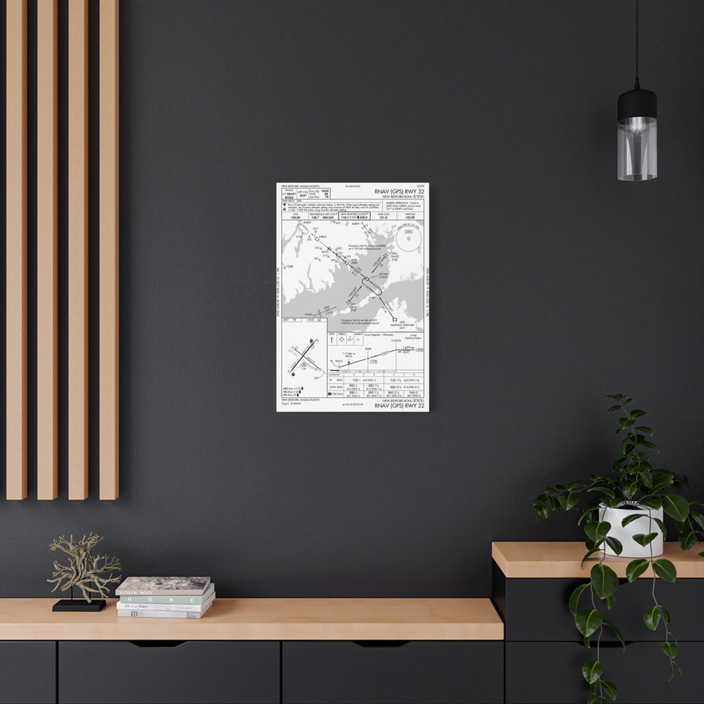 RNAV (GPS) RWY 23 Holding Pattern-(KEWB) New Bedford Regional-Matte Canvas, Stretched, 1.25"