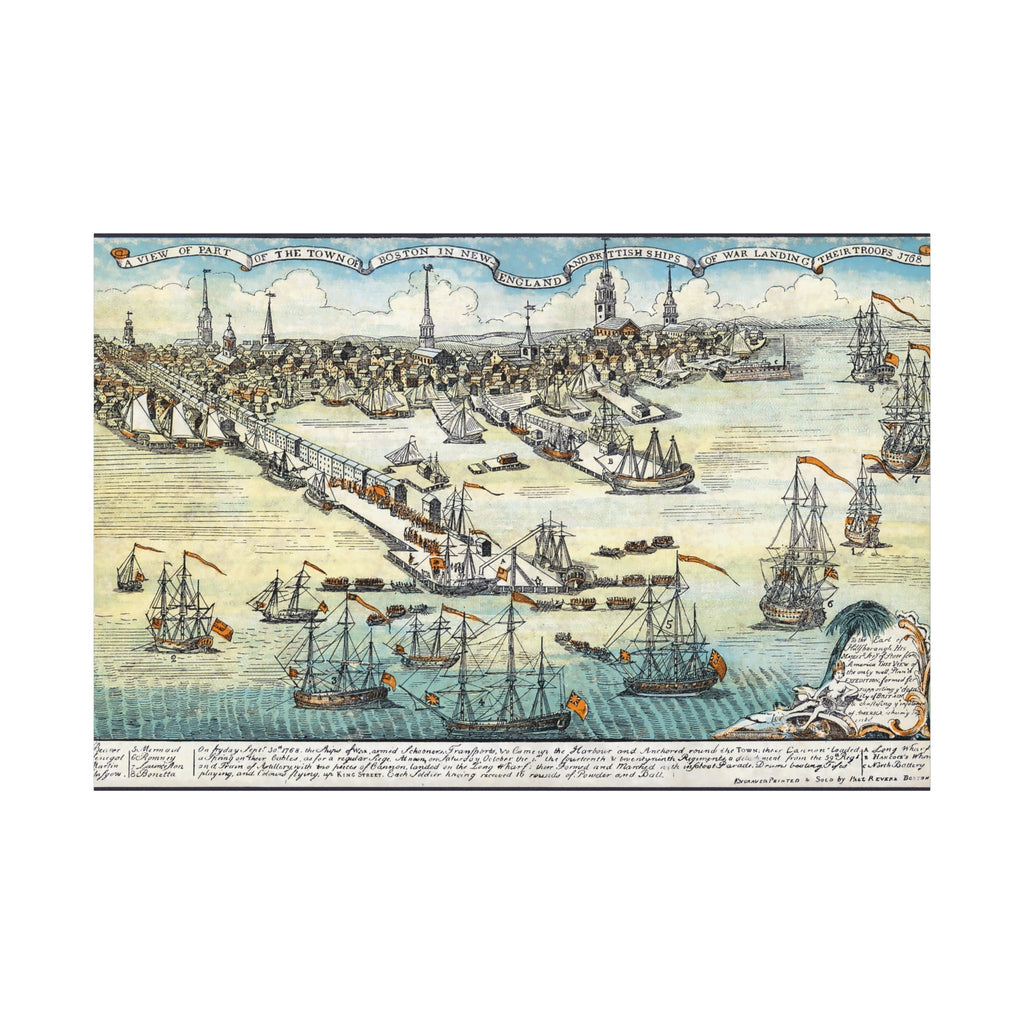 Vintage nautical wall art canvas print featuring sailing ships and a historic harbor map.