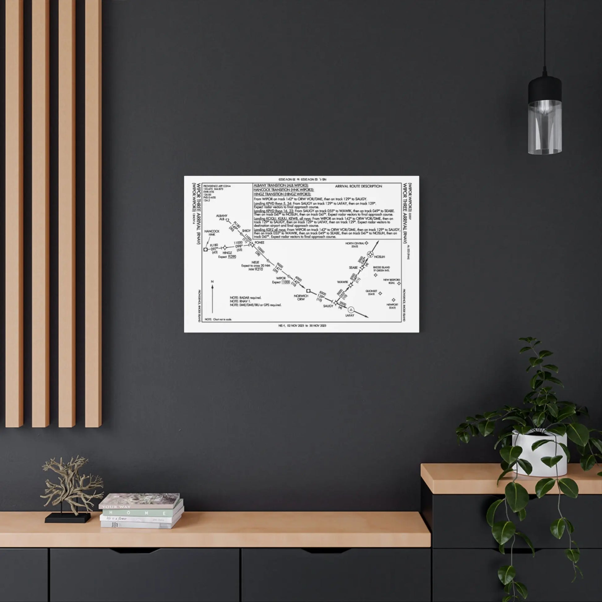 WIPOR3 RNAV Arrival to PVD on Matte Canvas, Stretched, 1.25" Printify