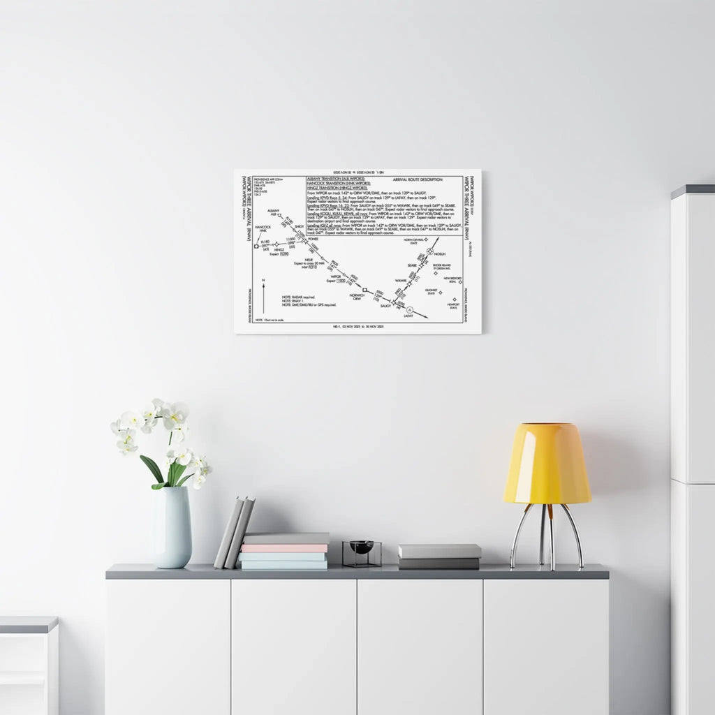 WIPOR3 RNAV Arrival to PVD on Matte Canvas, Stretched, 1.25" Printify