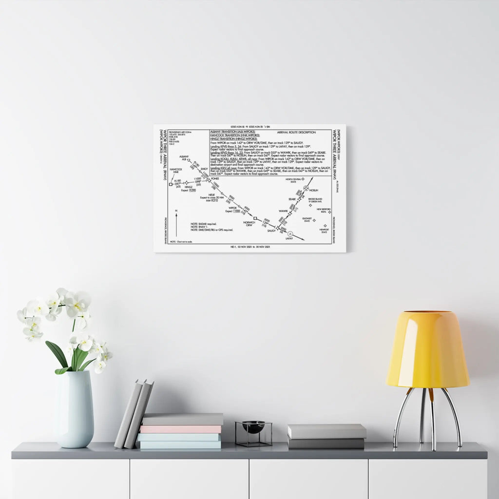 WIPOR3 RNAV Arrival to PVD on Matte Canvas, Stretched, 1.25" Printify