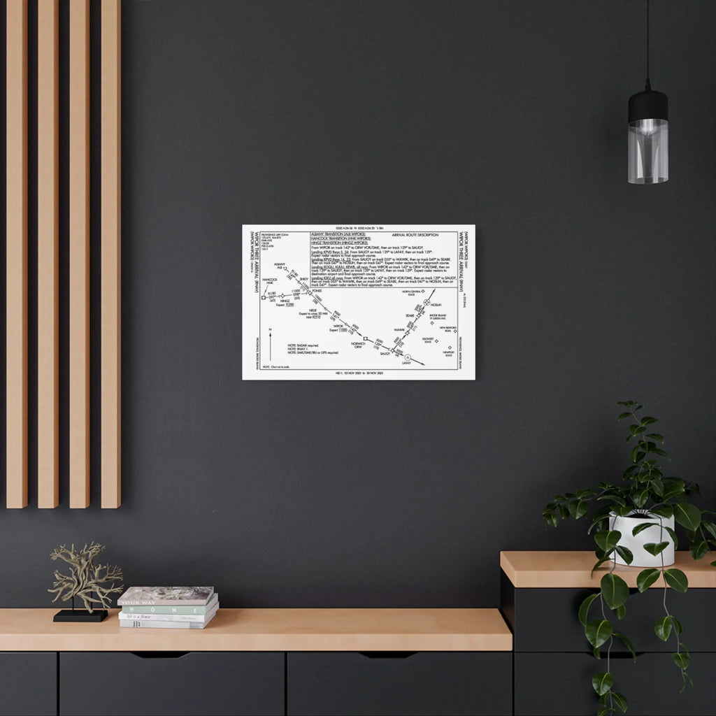 WIPOR3 RNAV Arrival to PVD on Matte Canvas, Stretched, 1.25" Printify